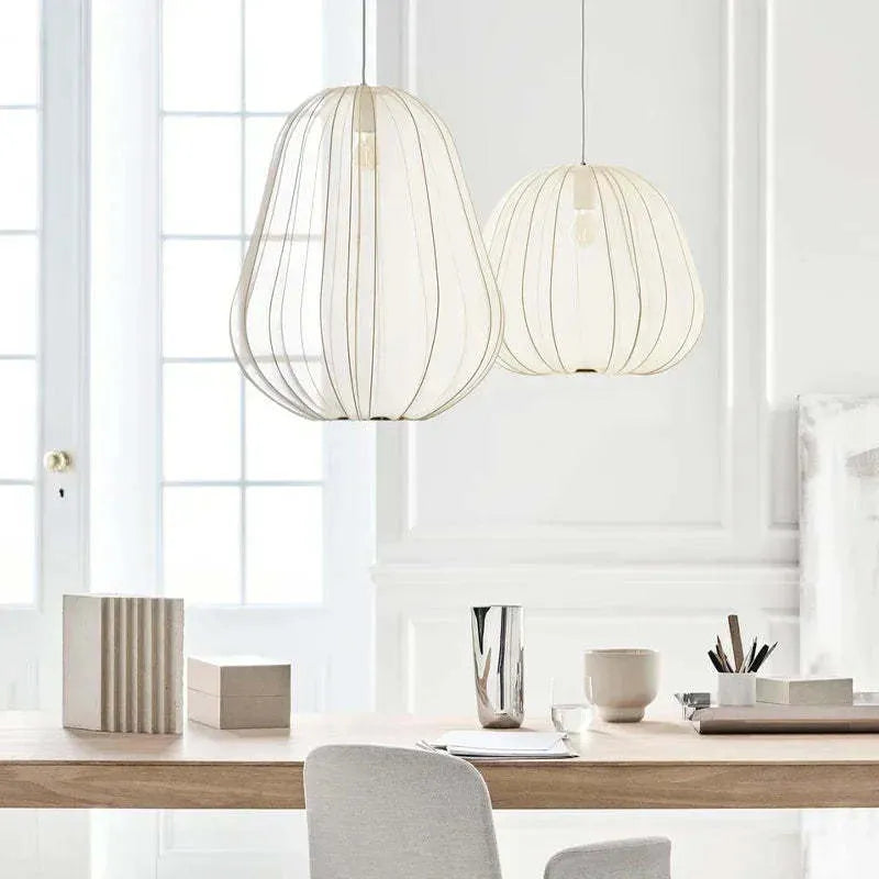 Japanese-style net pumpkin ceiling lamp in iron construction with branch-type design