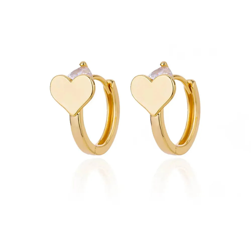 Women's stainless steel heart-shaped zircon stud earrings with titanium posts in colour E3127G-5