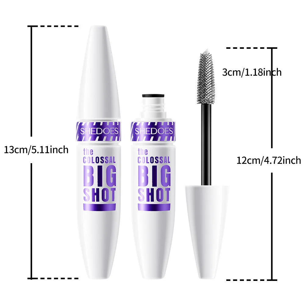 White waterproof mascara tube with 10ml content for lasting lash curling and shaping