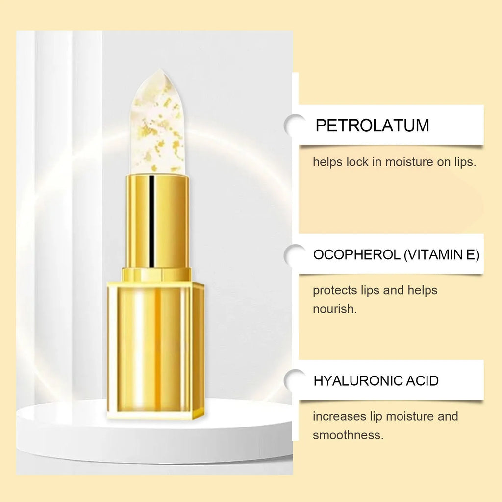 Gold foil nourishing lipstick in a case with 3.5g net content.