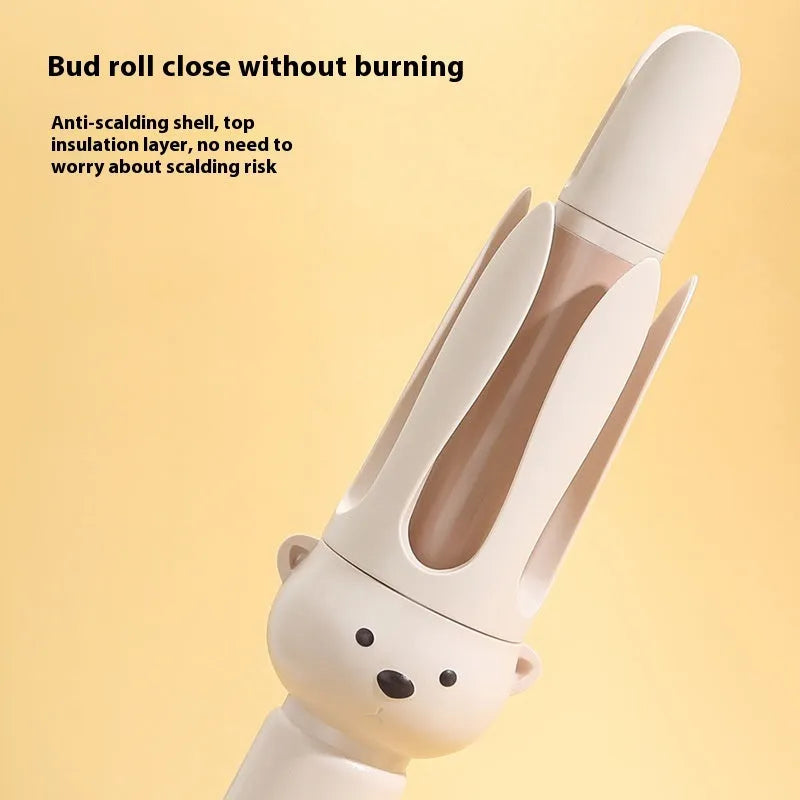 Beige anion automatic hair curler with wired power supply and hair stick accessory