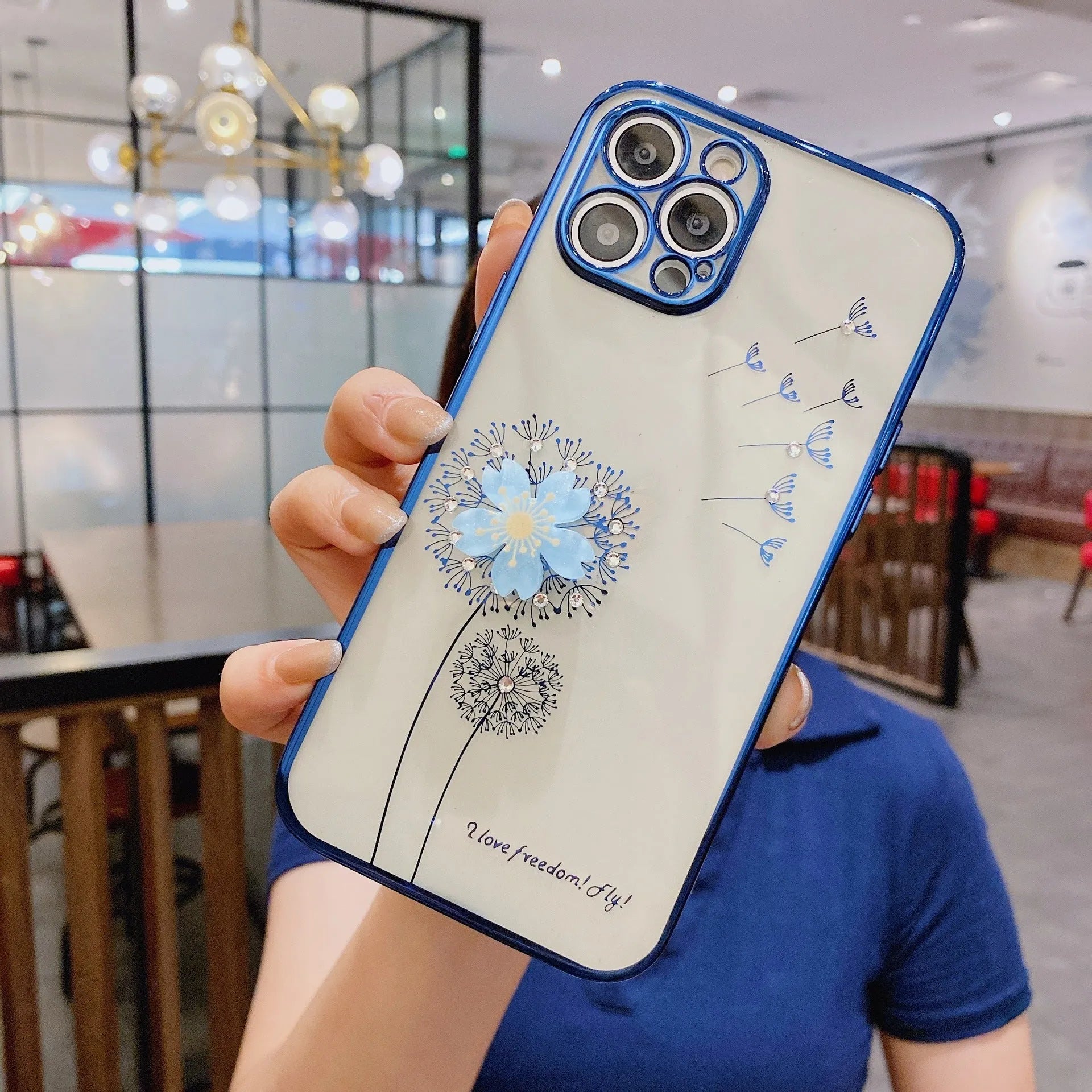 3D rotating flower silicone phone case for iPhone with built-in screen protector in green colour