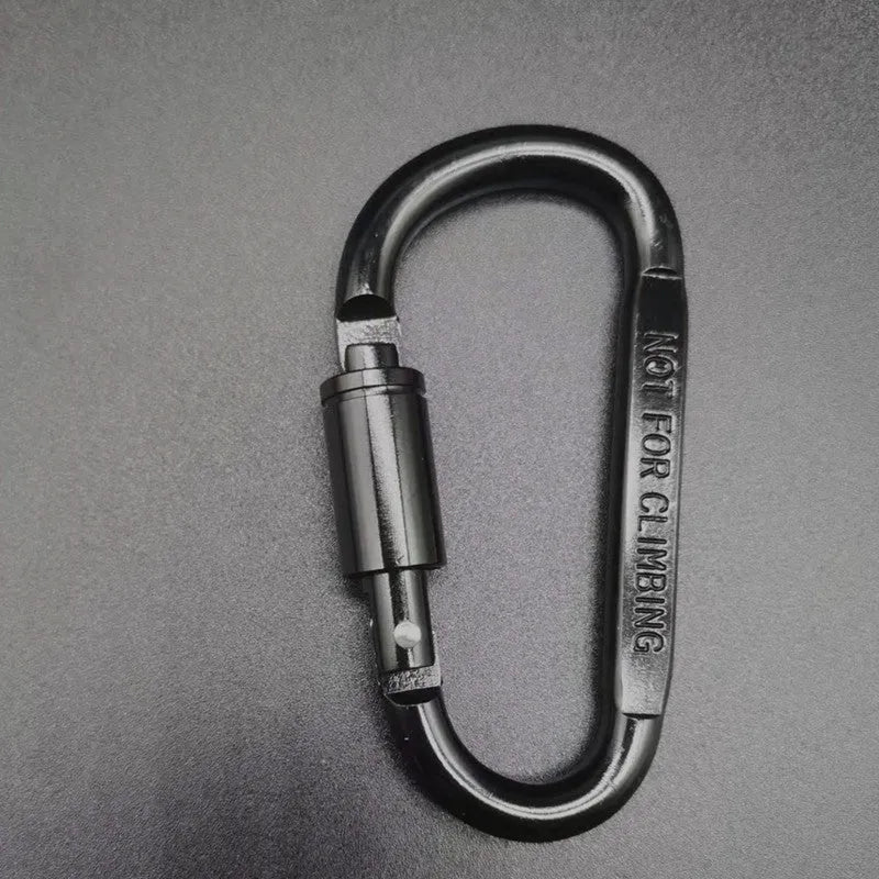 Aluminium D-type locking carabiner with 8cm flat profile in bright colours