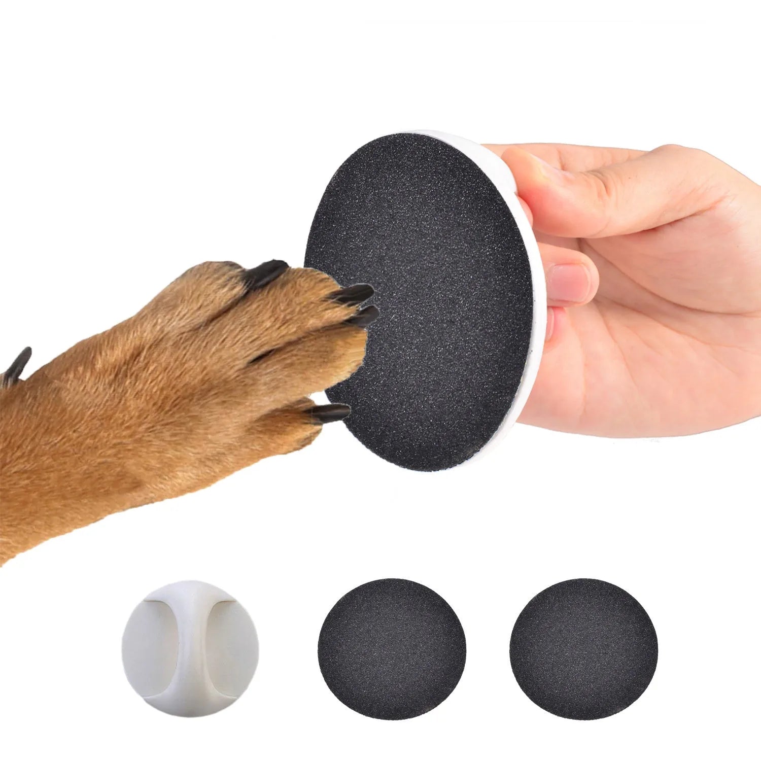 Round dog nail file board with ergonomic handle in four colour options