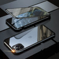 Glass anti-spy clamshell case for iPhone in multiple colours showing geometric pattern