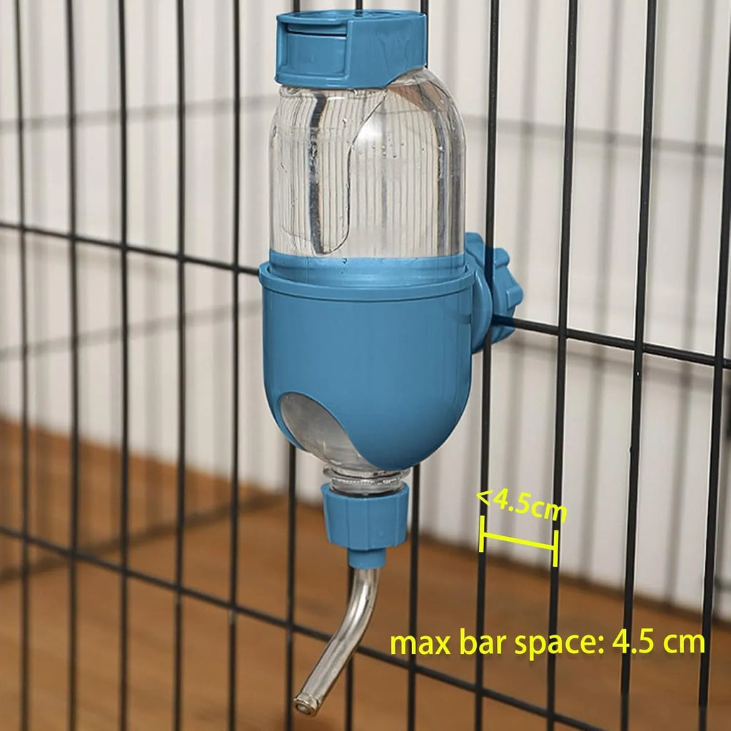 Small animal cage water bottle with rotating nozzle in blue, white or yellow