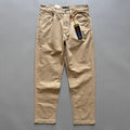 Men's straight-leg cotton twill casual trousers in Army Green laid flat.