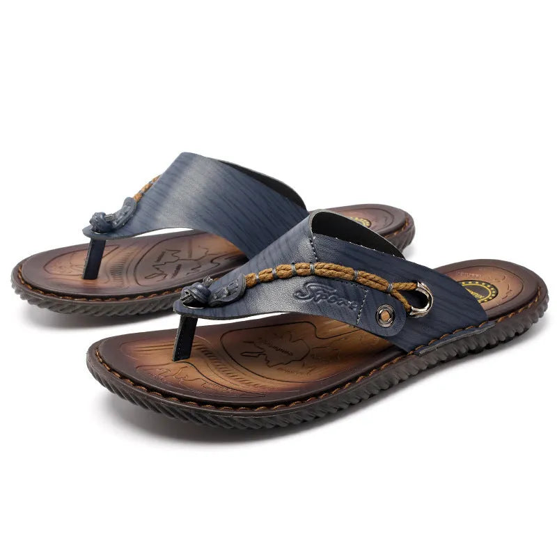 Men's non-slip lightweight slippers in four colours with PU leather uppers and wear-resistant soles