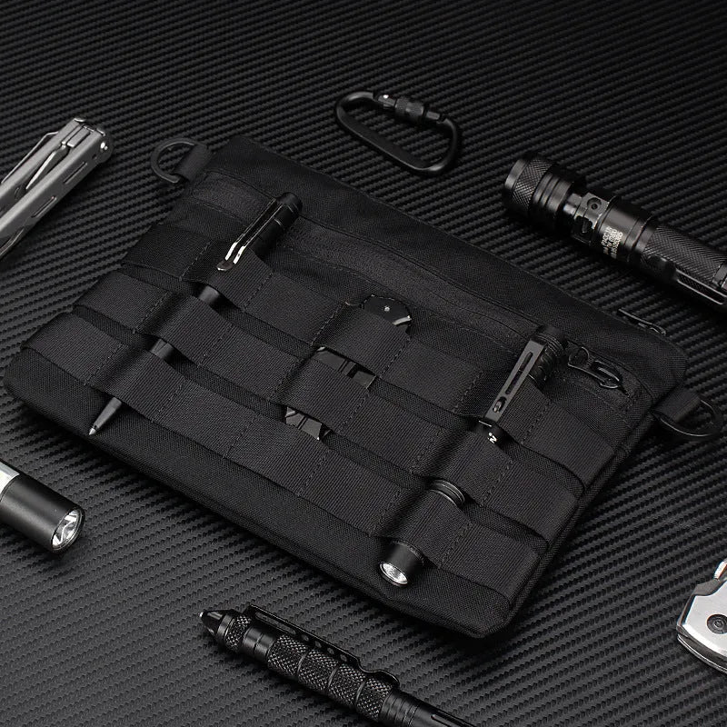 Black Oxford cloth portable outdoor kit measuring 18cm by 3.5cm for military enthusiasts