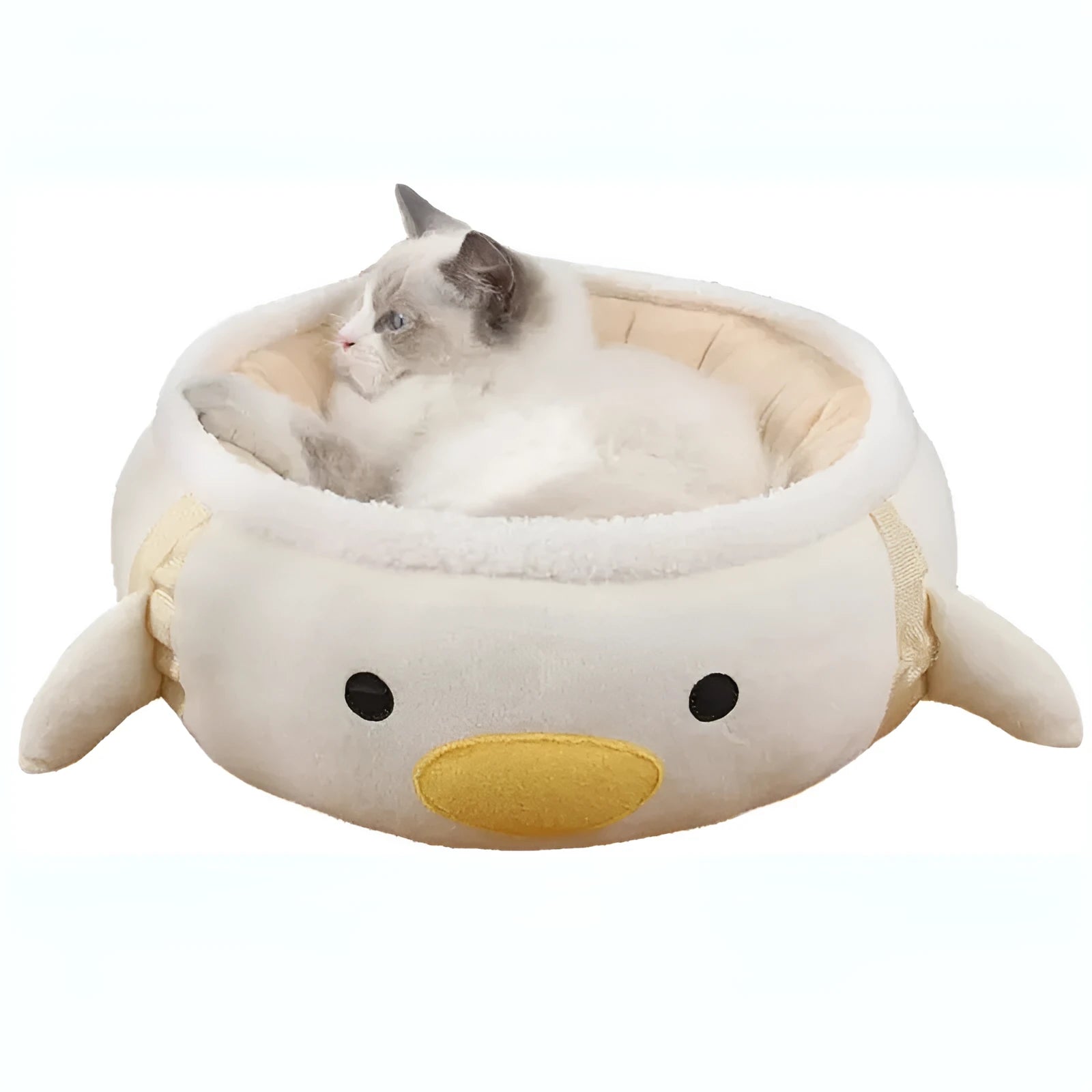 Green chick dinosaur shaped cat bed that converts to hammock with straps