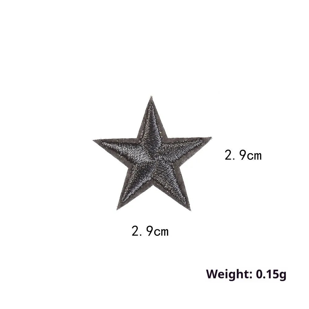 Five-pointed star embroidery label cloth stickers in assorted colours for clothing decoration