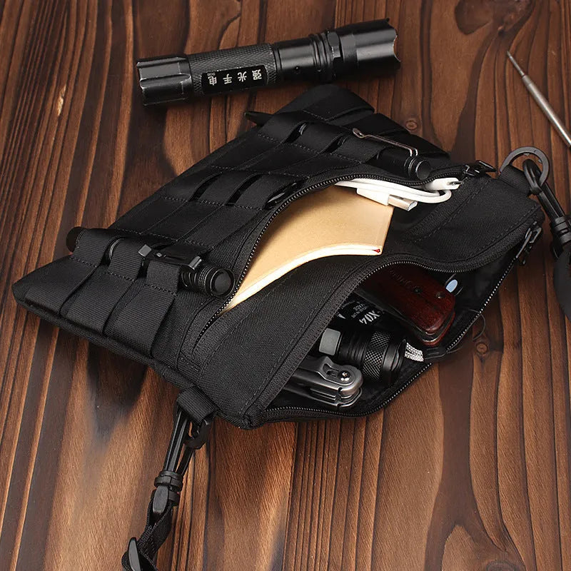Black Oxford cloth portable outdoor kit measuring 18cm by 3.5cm for military enthusiasts