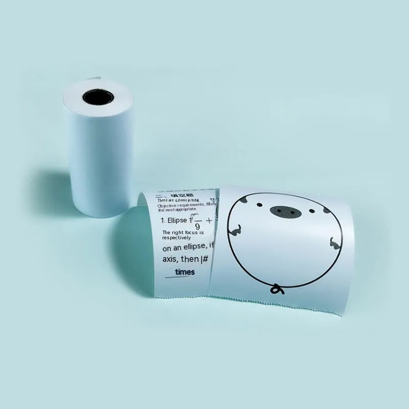 Box containing three rolls of 57mm by 30 metre pink and yellow blue thermal printing paper.