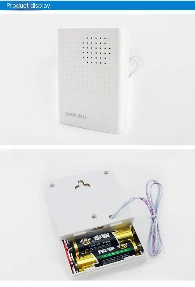 White wired doorbell 87x62x23mm with battery-mounted dingdong design for hotel and home access control