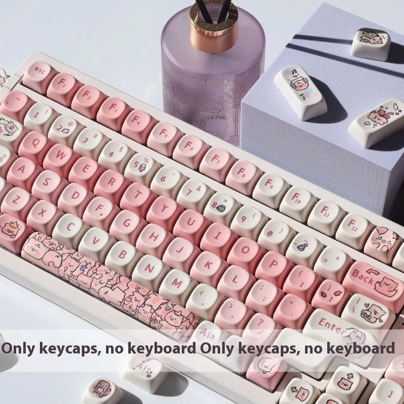 Fragrant Pig character PBT key cap set for mechanical keyboards with pink colour and five-sided sublimation printing