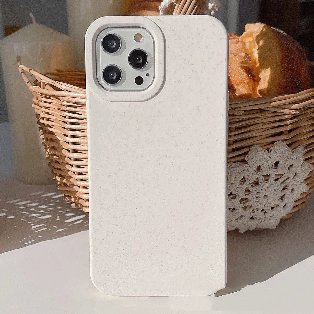 Fully degradable wheat straw composite phone case for Apple iPhone 14 Pro Max in multiple colours.