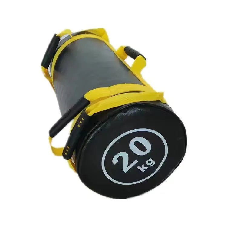 White PVC fitness sandbag for weight training in 5KG to 30KG options with leather filling