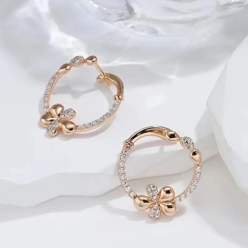 Round ring geometric earrings for women in electroplated copper colour EK13286-FD-01