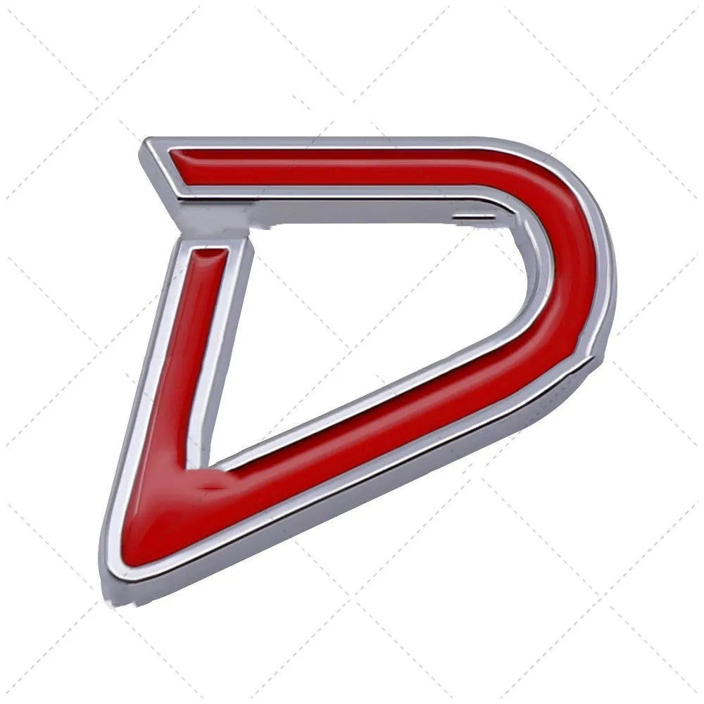 Metal decorative car bumper sticker in SD size with red and silver colour combination