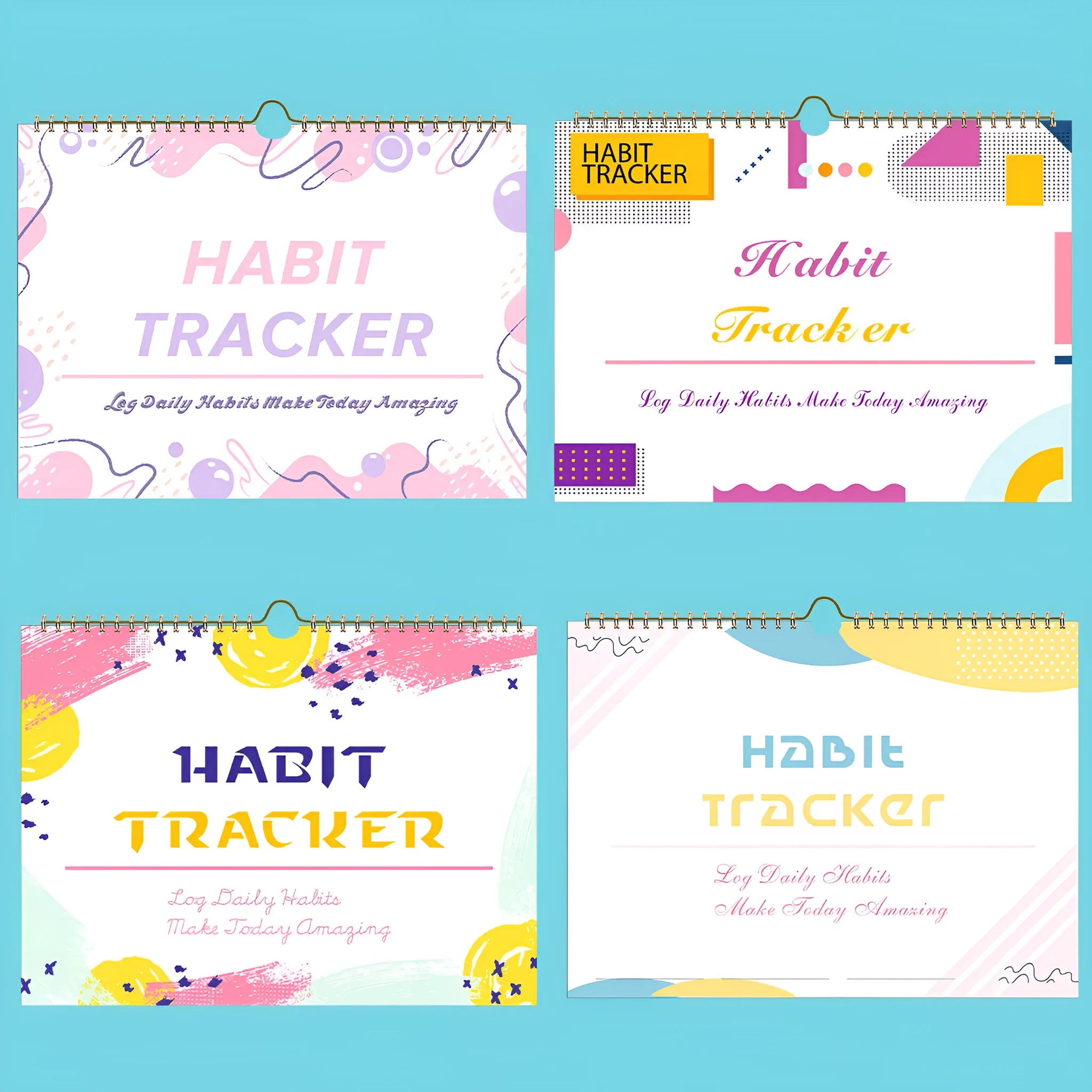 A4 habit tracking planner showing pink white cover with 12 internal pages for schedule recording