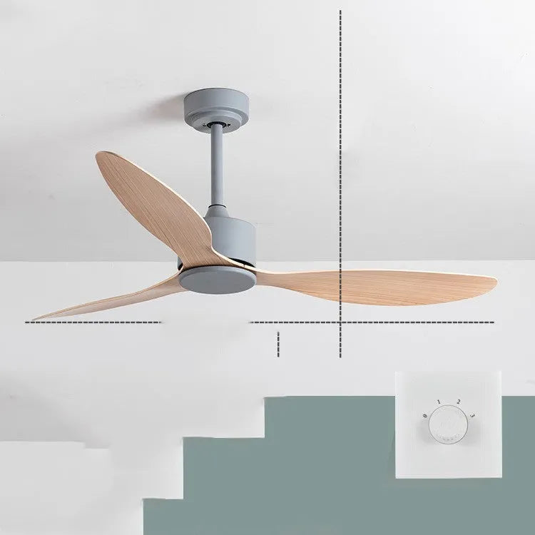 Nordic industrial ceiling fan without light, 42 inch blade span, black iron baking paint finish
