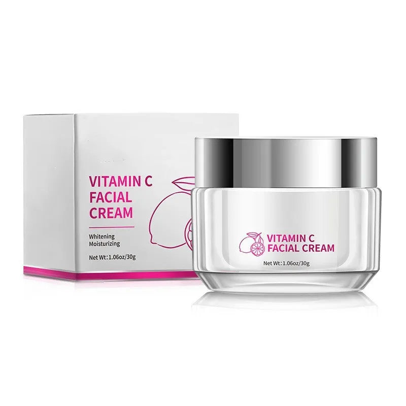30g jar of universal vitamin C face cream showing compact 6cm size.