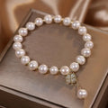 Natural freshwater pearl bracelet white alloy women simple style four-leaf clover sequins hand jewellery