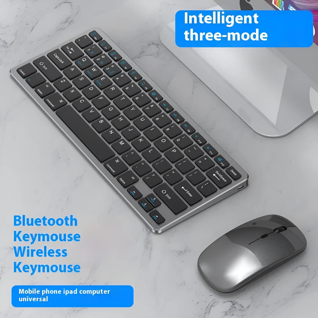 Ultra-thin wireless keyboard and mouse suit in black, gun colour, or silver with keyboard cover
