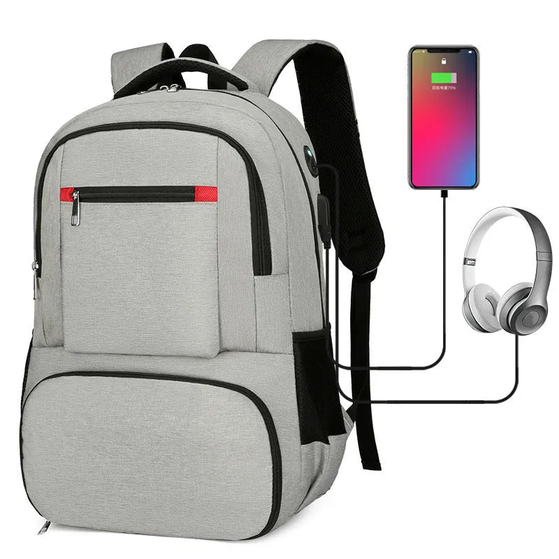Light grey Oxford cloth insulated backpack with curved shoulder straps and dry-wet separation compartment