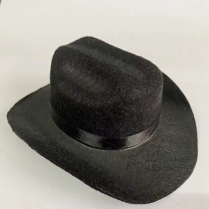 British style cowboy hat for cats in brown with decorative trim