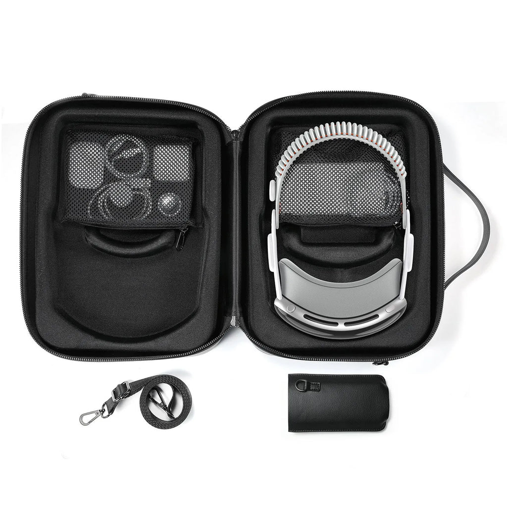 Vision Pro MR glasses superfiber storage box in black colour measuring 32.5cm × 24.5cm × 11.5cm