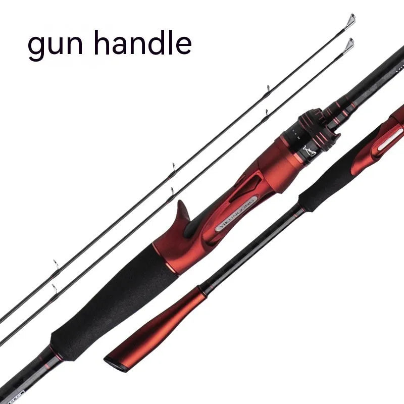 Carbon fishing rod with choice of straight or pikestaff handle in 2.1m and 2.4m lengths
