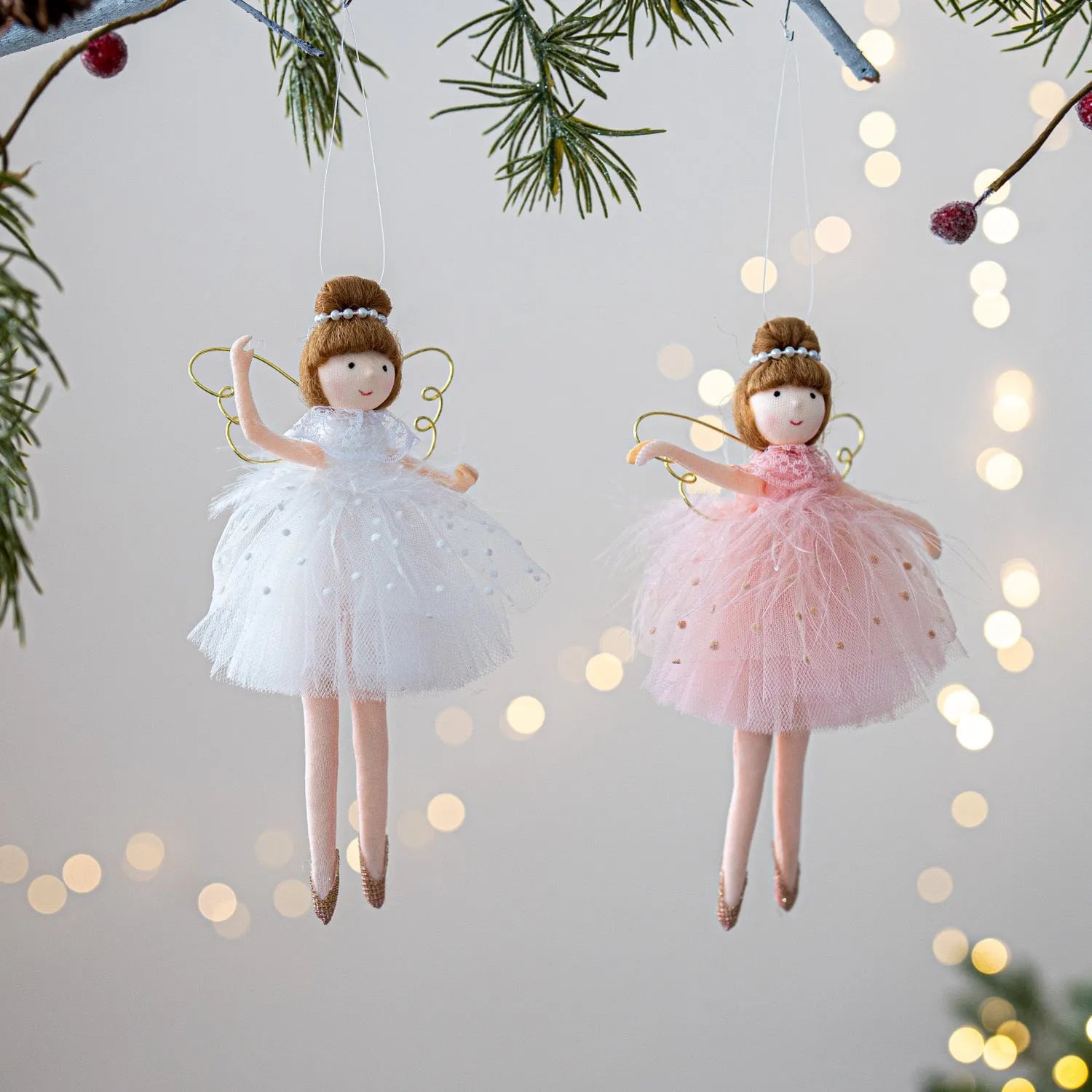 Pink and white cloth ballet girl angel plush doll pendant with modern simplicity design