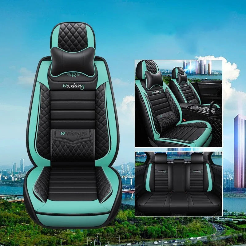 Red leather car seat cushion with high-elasticity sponge filler on a car seat.