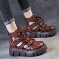 Women's black platform sandals with hollow hole design and fish mouth toe shape