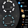 Two natural stone beaded bracelets from a zodiac sign jewellery set.