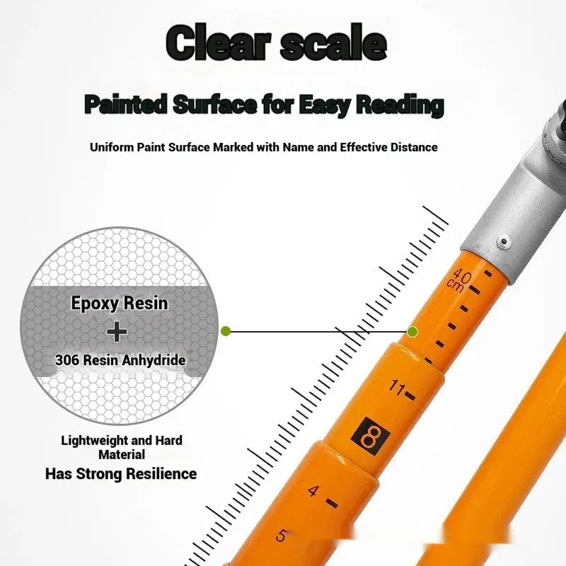 Telescopic truck height measuring rod with clear measurement scales for vehicle clearance checking