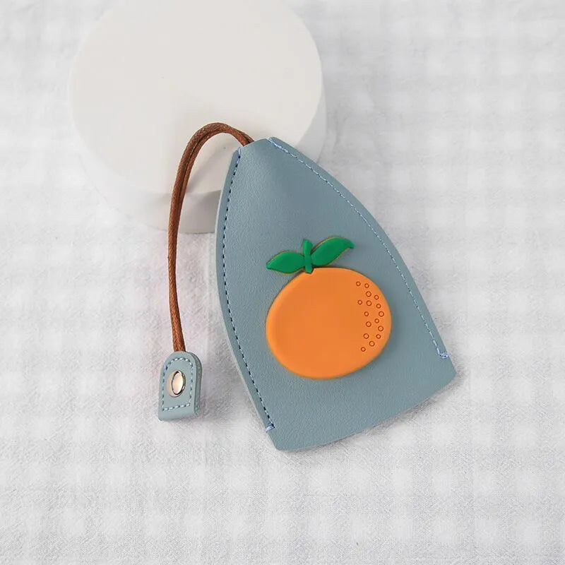 Cartoon design pull-out car key case in PU leather with removable decorative cover
