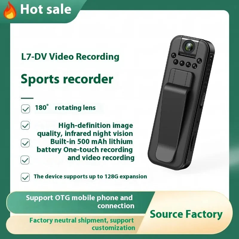 L7 black home security camera with infrared night vision LEDs and wifi connectivity
