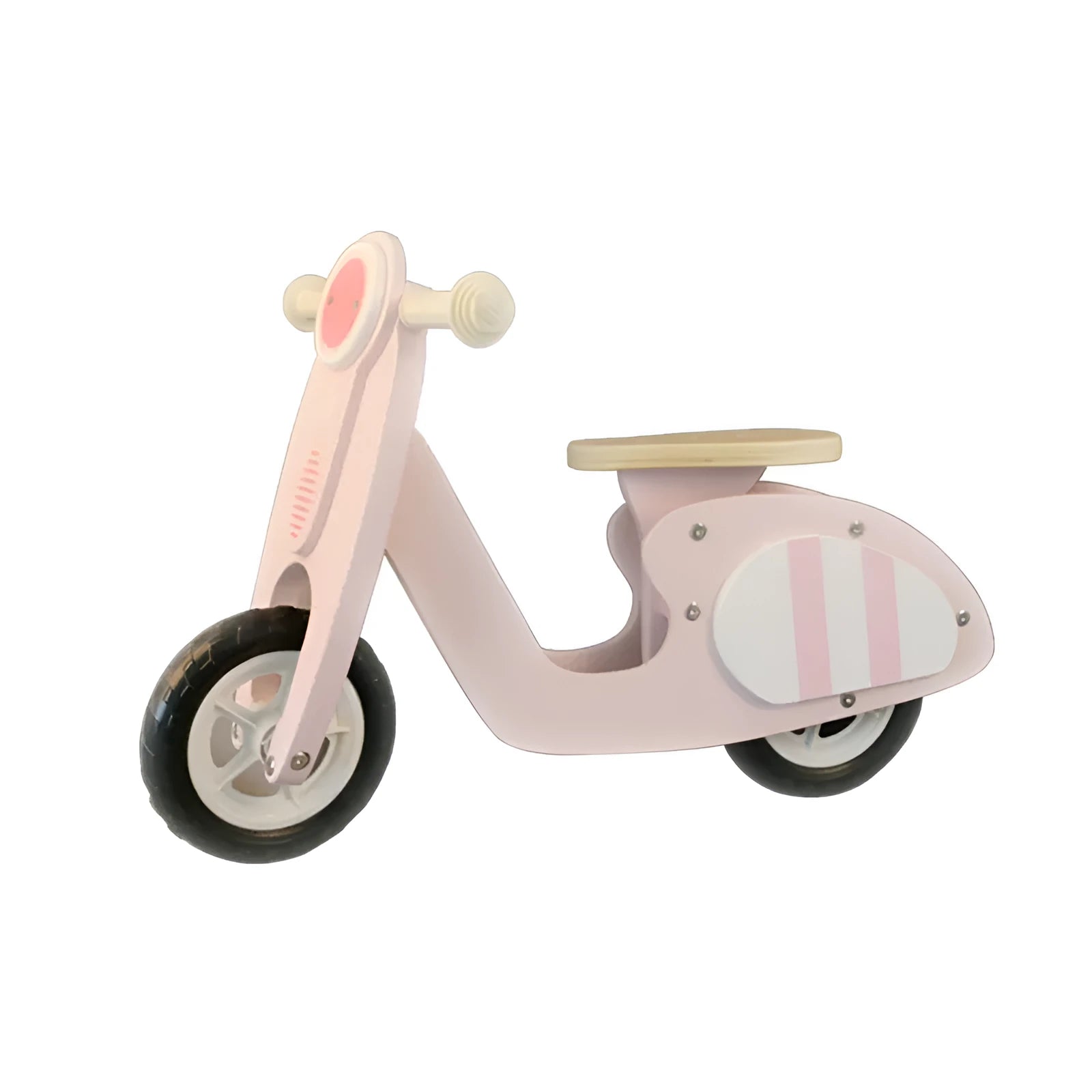 Pink wooden balance scooter for toddlers with 10-inch wheel