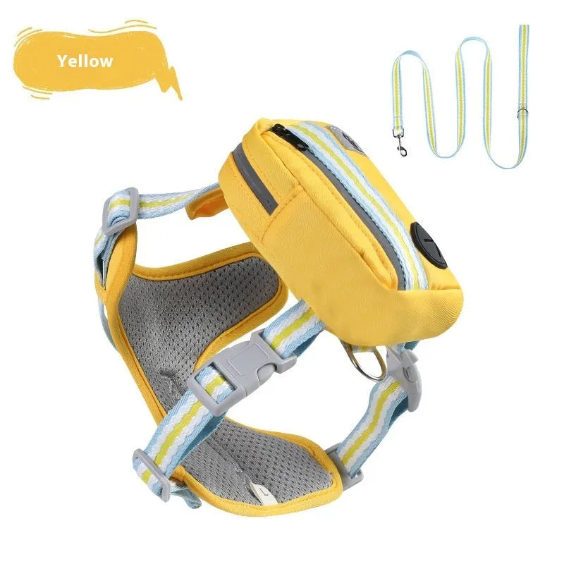 Explosion-proof anti-strangulation dog harness in Oxford cloth with attached 1.5 metre rope