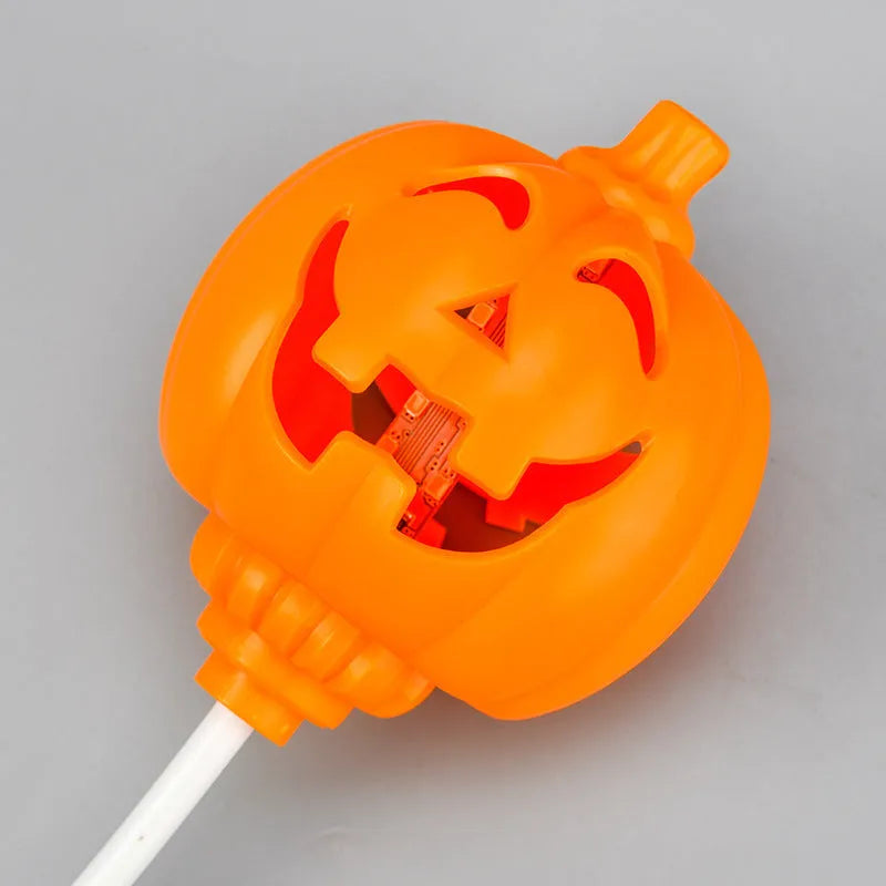 Plastic pumpkin decorative lamp with USB charging port in yellow or purple light options