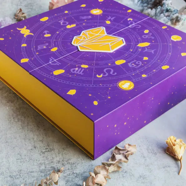 Halloween countdown gift box with crystal decoration, cardboard construction.