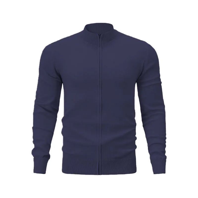 Cotton stand collar zip sports sweater in loose fit Asian sizing