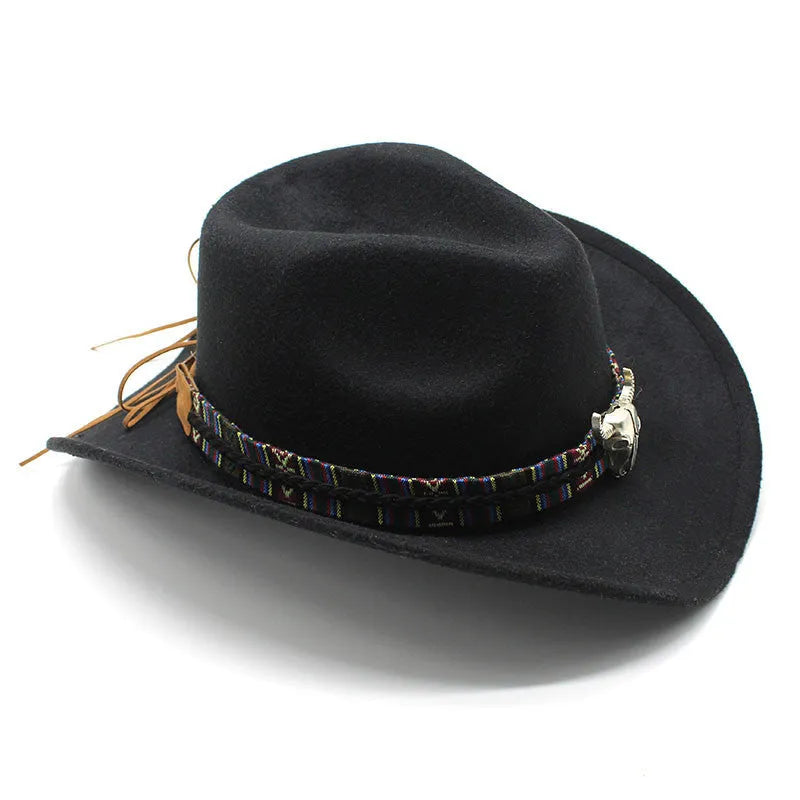 Western cowboy hat with bell crown style in polyester fabric, M size 56-58cm