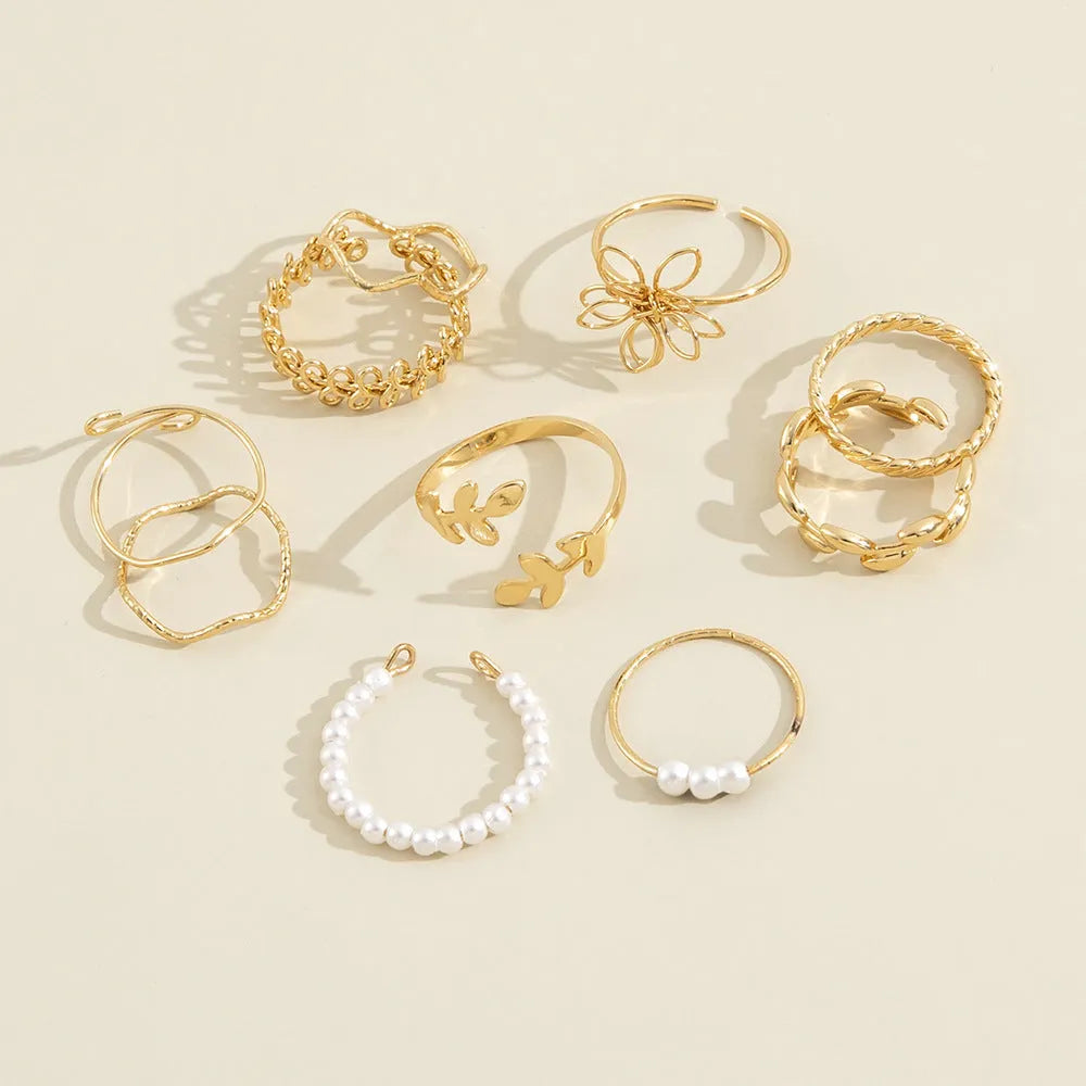 Openwork floral design ring set in gold J0656 colour with glossy electroplated finish