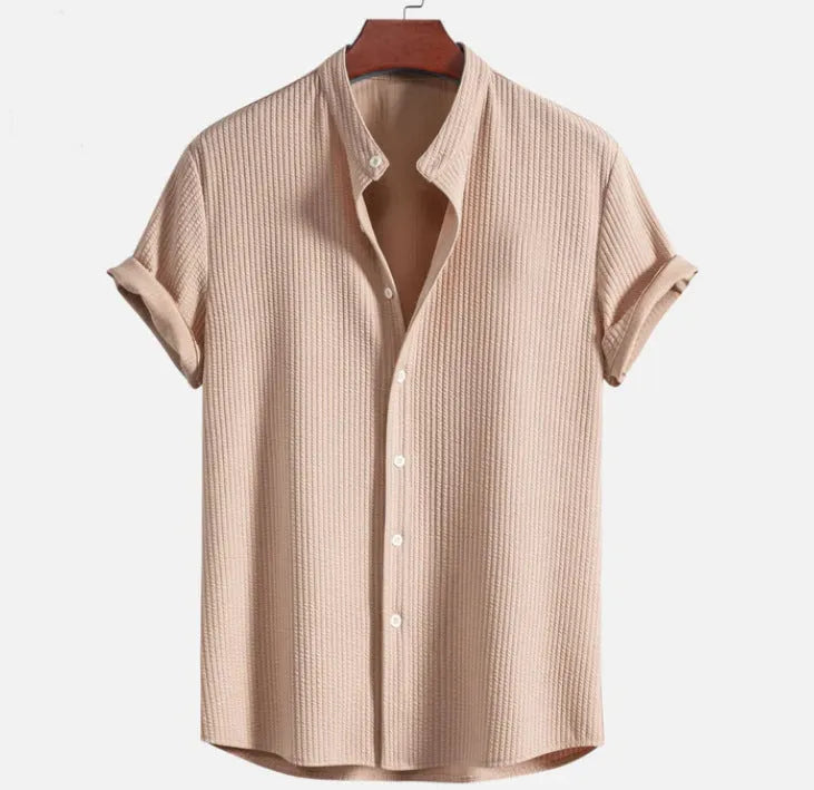 Men's loose fit short sleeve polyester shirt in multiple colour options