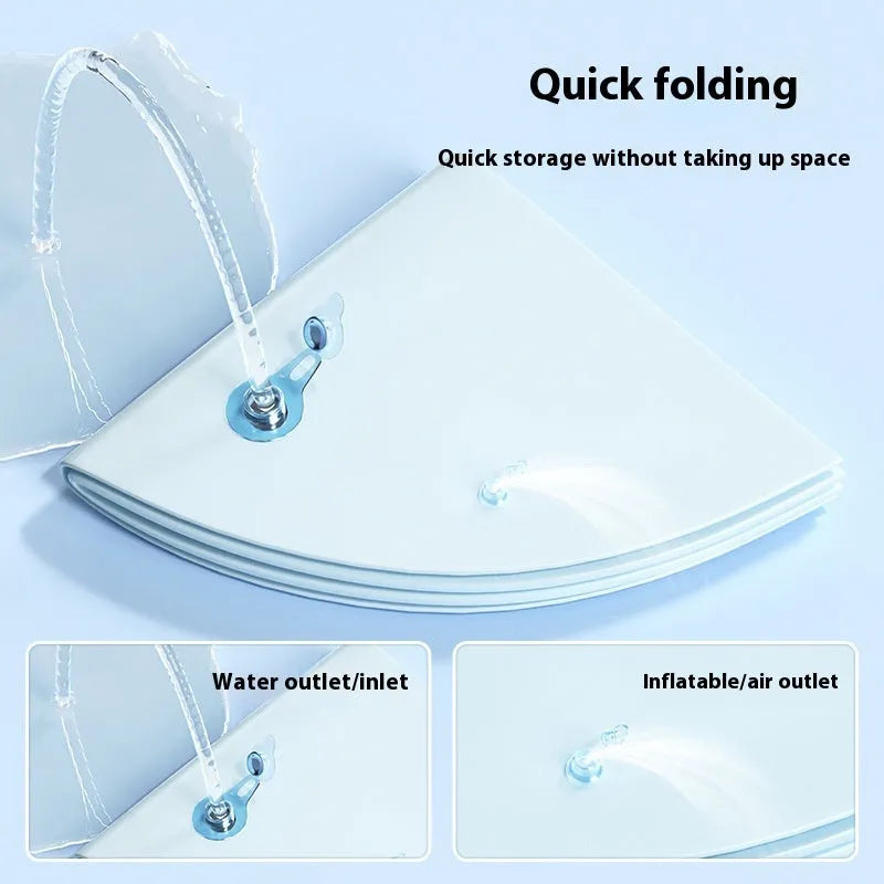 PVC inflatable water cushion pet cooling mat with shark design showing water injection valve