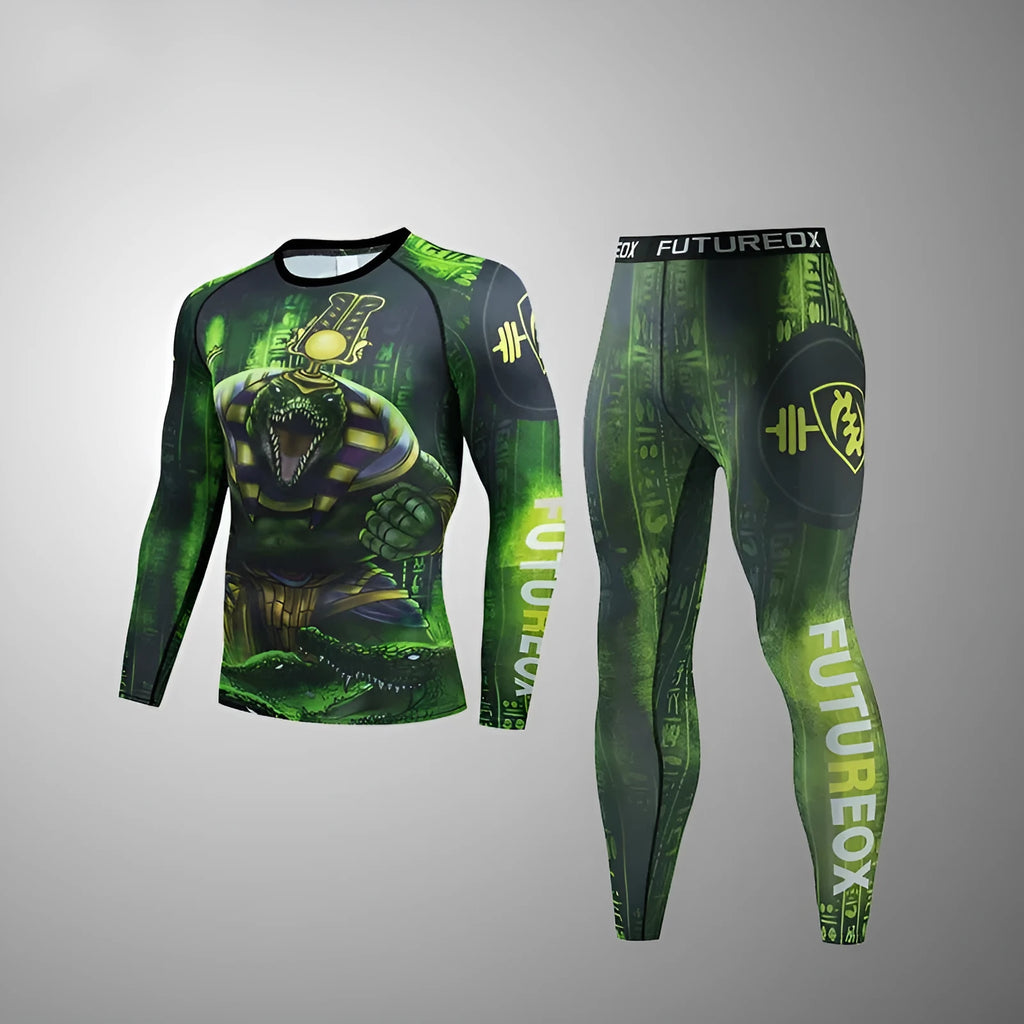 Men's slim-fit ZF016 polyester sports suit set for outdoor running and fitness activities