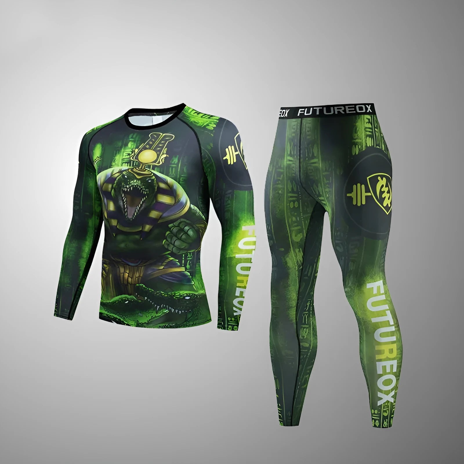 Men's slim-fit ZF016 polyester sports suit set for outdoor running and fitness activities